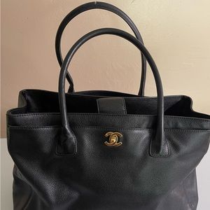 Chanel Cerf Executive Black Calfskin Leather Tote